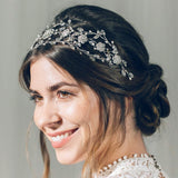 Statement silver Swarovski crystal and pearl crown hairvine - Cressida