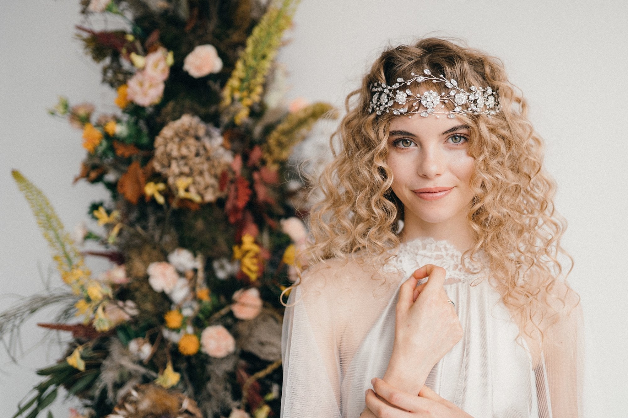 Large boho wedding hairvine