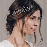 Silver pearl botanical branch hairvine for updo or half up bridal hair - Small Rosemary