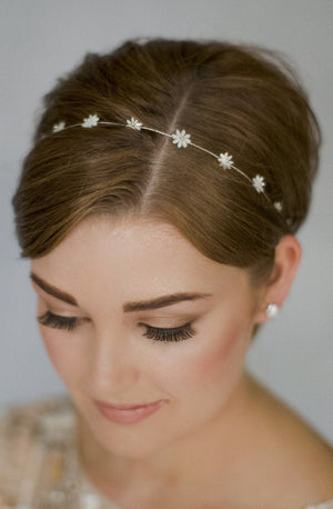 Simple flower wedding headband in gold, silver or rose gold - Daisy