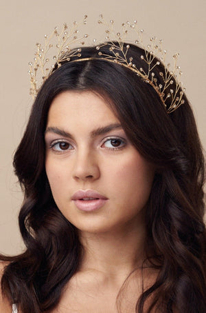 Delicate gold crystal crown - Maeve
