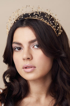 Delicate gold crystal crown - Maeve