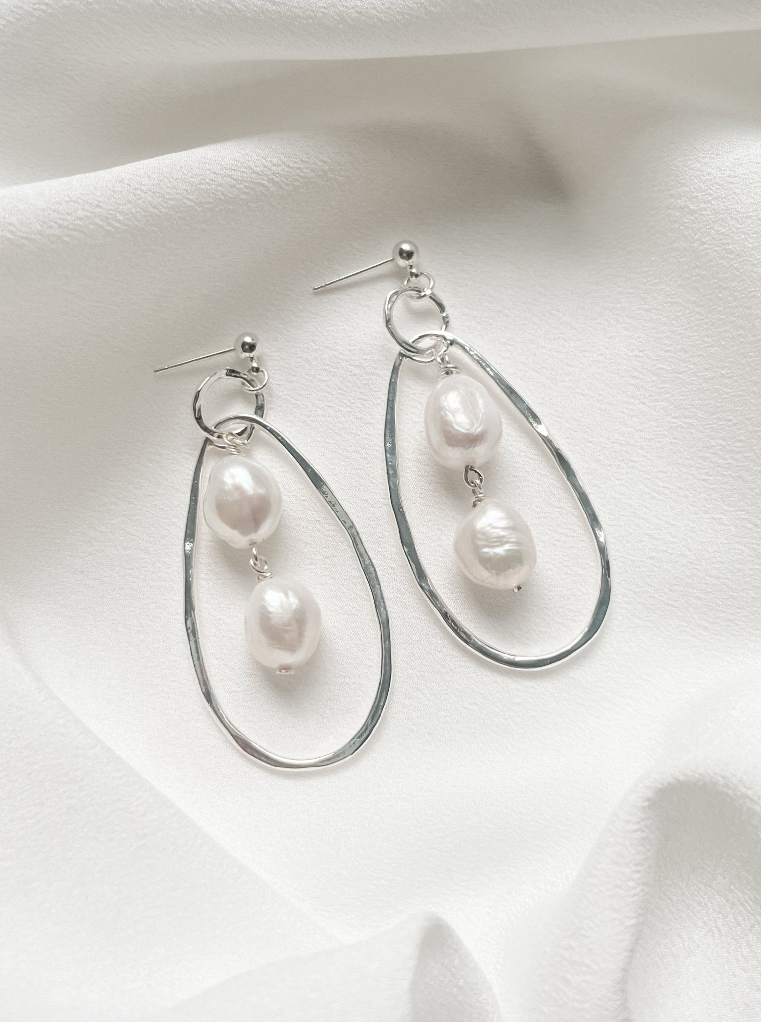Edie silver statement baroque pearl sculptural earrings