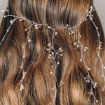 Veil hair vine with dangling strands in silver and freshwater pearl  - Elise