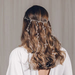 Silver veil hair vine with dangling strands of freshwater pearls  - Elise