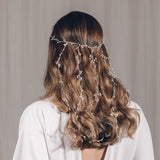 Silver veil hair vine with dangling strands of freshwater pearls  - Elise