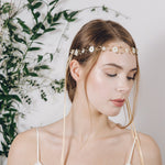 Flower garland pearl and crystal wedding browband headband