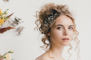 small crystal flower wedding hair vine