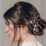 Bridal updo hairvine in silver Swarovski crystal and freshwater pearl - Ella