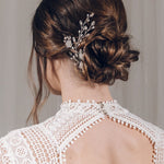 Silver bridal updo hair vine Swarovski crystal and freshwater pearl - Ella