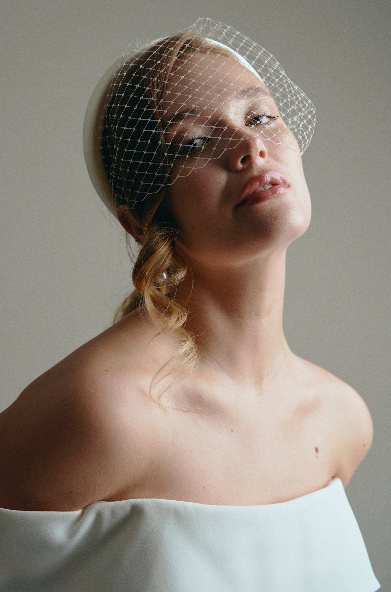 Esme Ivory Padded Birdcage Veil with separate Headband