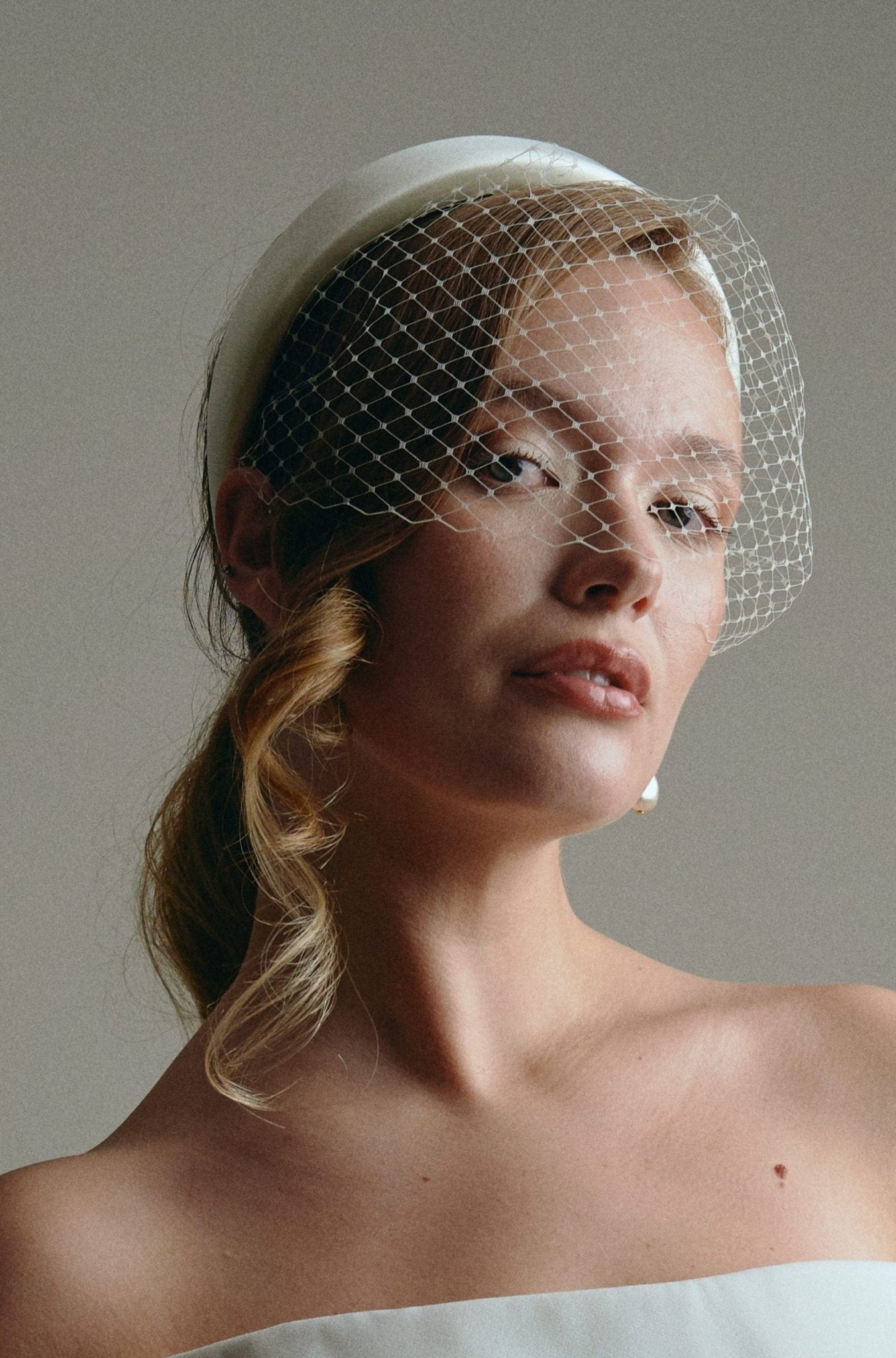 Esme Ivory Padded Birdcage Veil with separate Headband