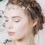 Crystal and pearl bridal browband hair vine