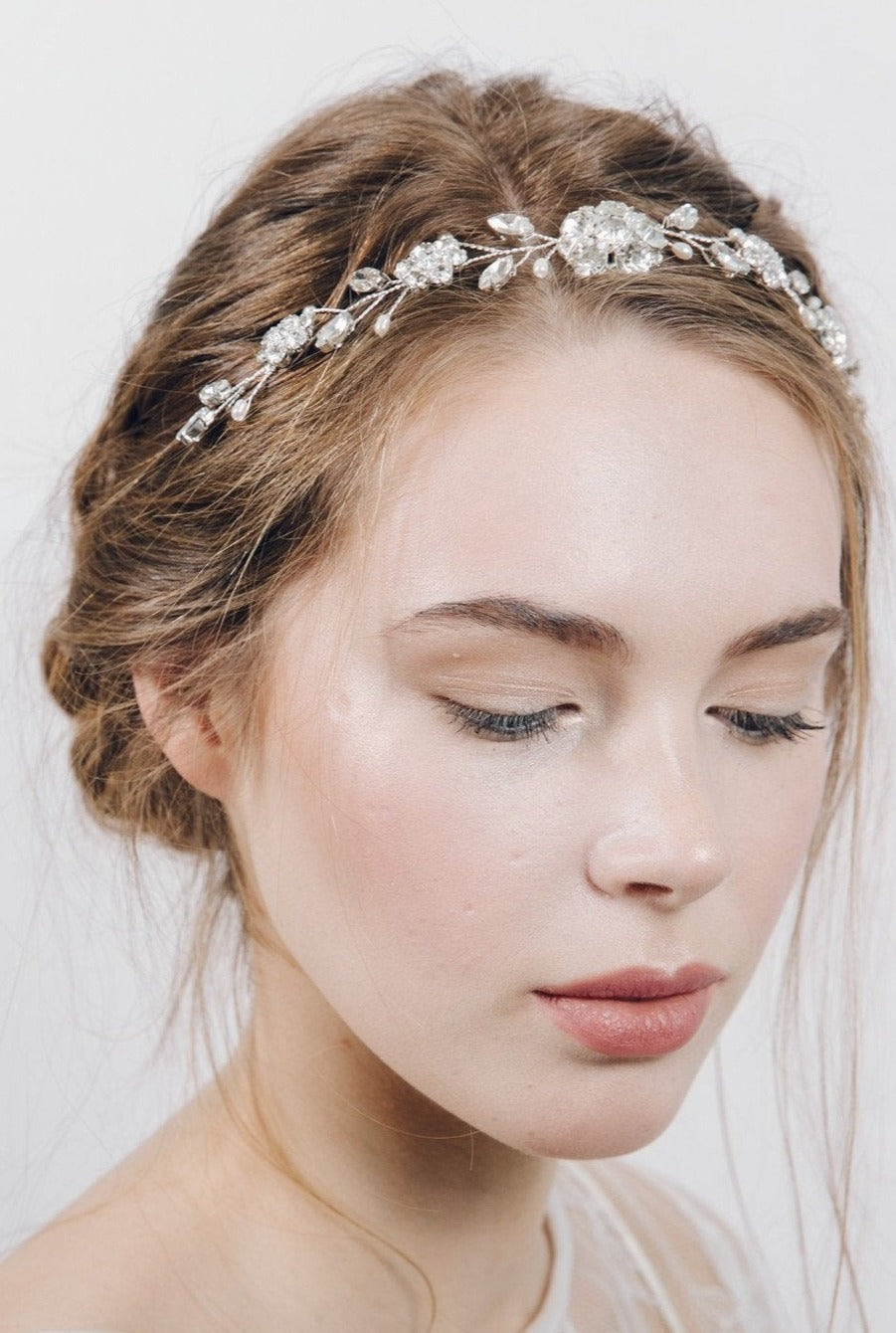 Crystal floral tiara style wedding headband