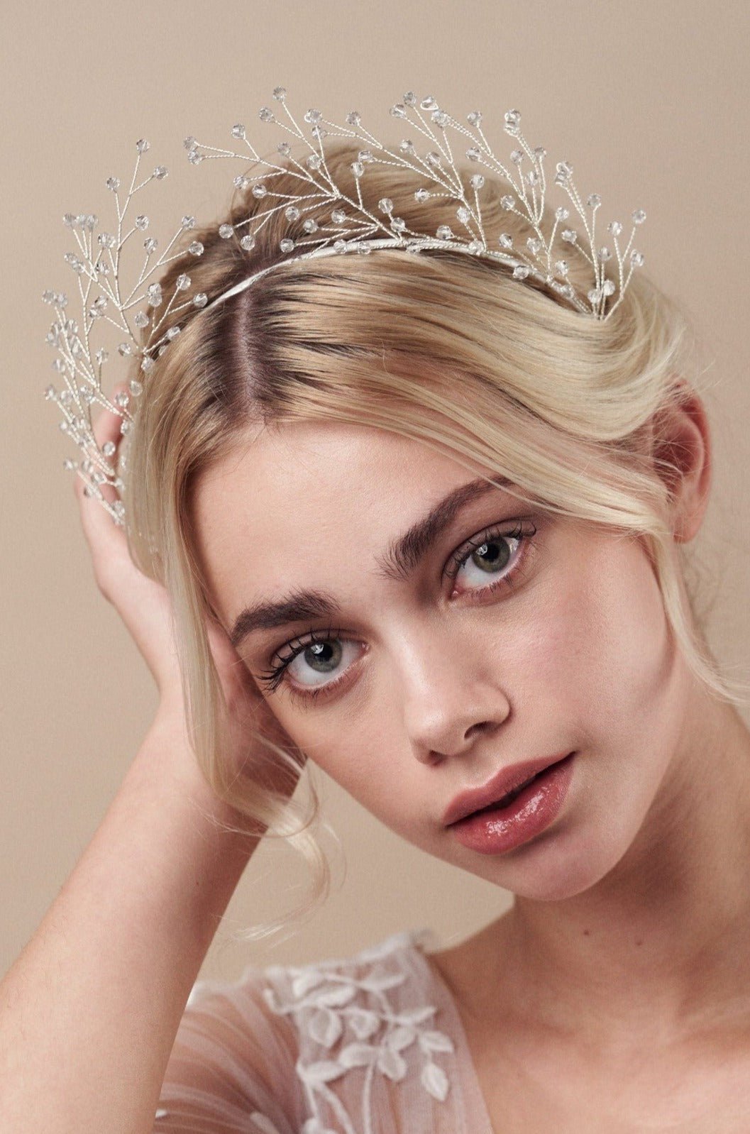 Delicate clear crystal crown - Maeve