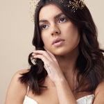 Delicate gold crystal crown with May hairpins  - Maeve