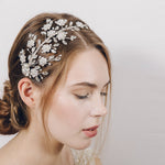 Statement crystal and pearl floral bridal headband