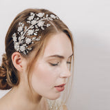 Statement crystal and pearl floral bridal headband