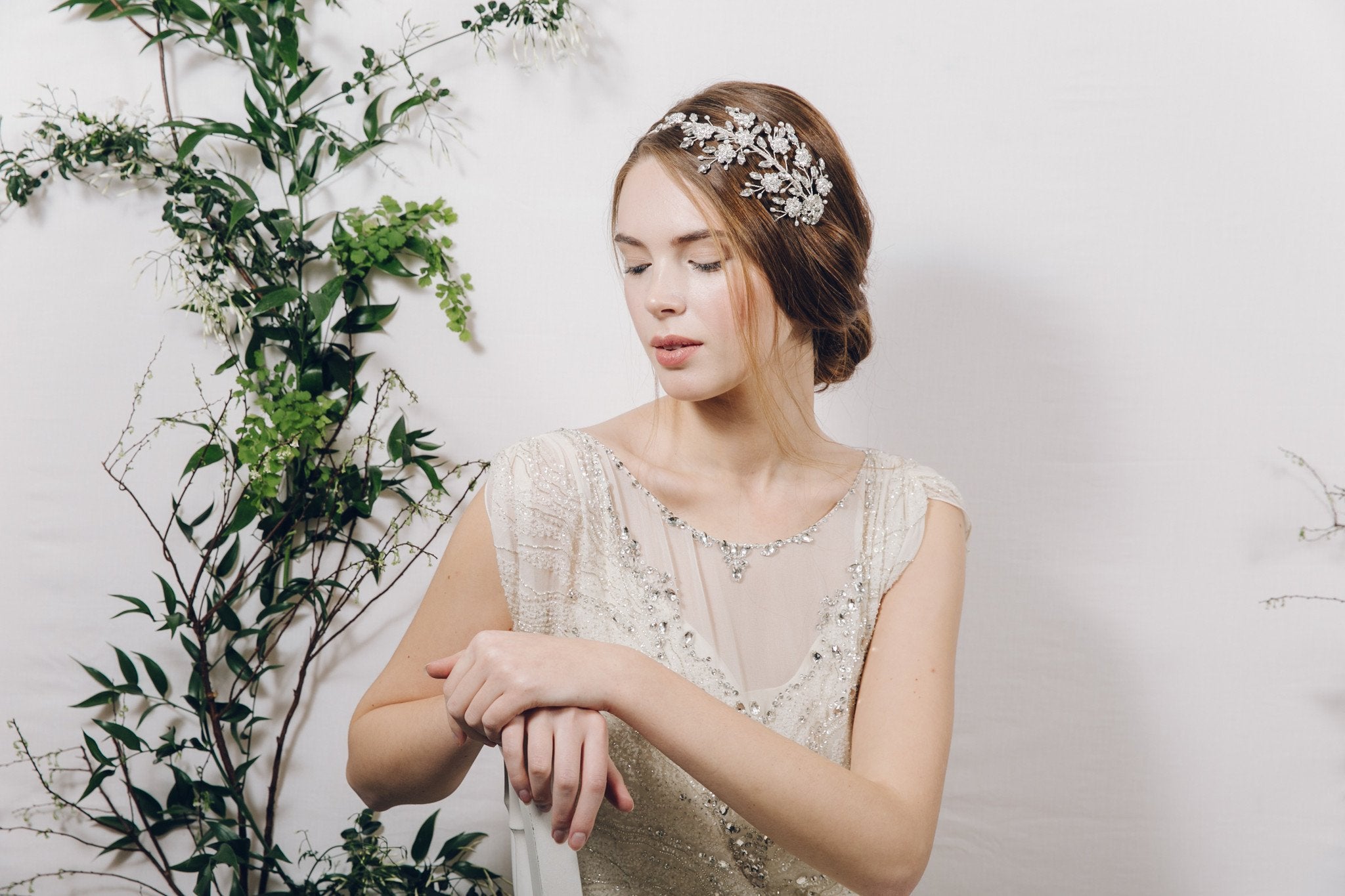 Large statement crystal flower bridal headband