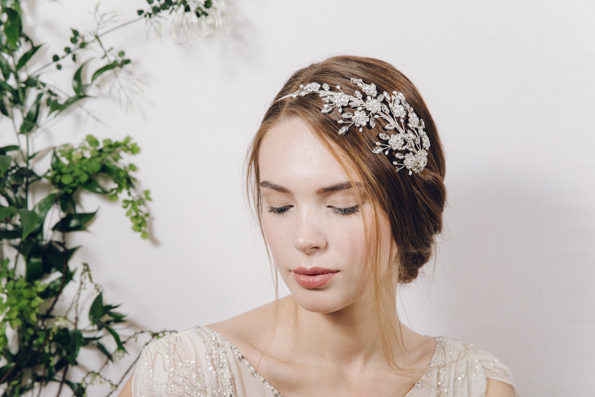 Large statement crystal flower wedding headband