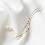 Freda Baroque Pearl Ear Threader Earrings Gold/Silver