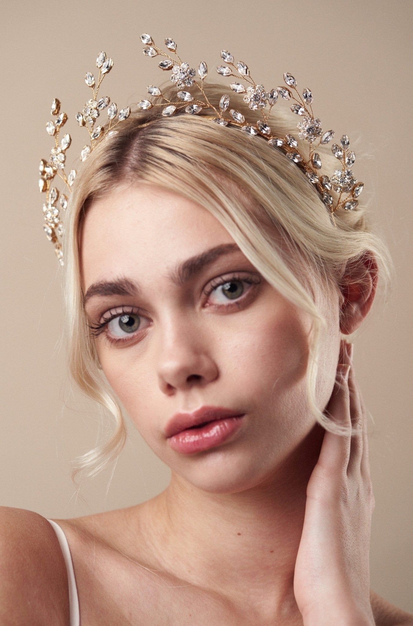 Gold crystal flower crown - Mabel