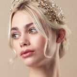 Gold crystal flower crown with matching hairpins - Mabel