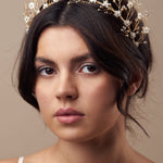 Simple rustic gold wedding  hair pins set - Haillie - worn with gold Imogen flower crown