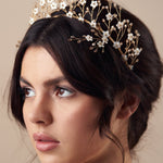 Clear Gold crystal flower hairpins with matching Isobel crown