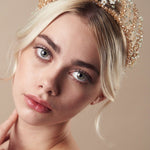 Gold and green crystal floral bridal crown - Small Coraline