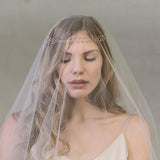 gold ethereal bridal browband with veil