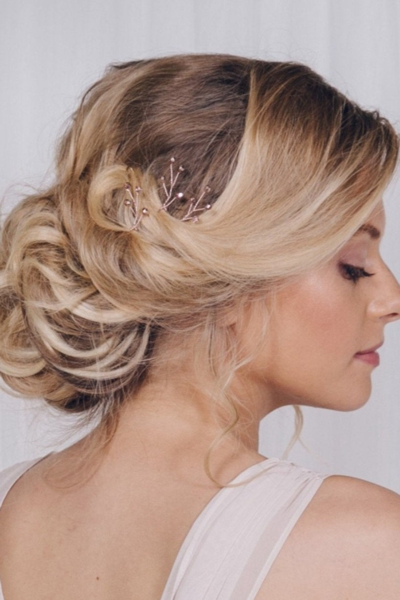 Rose gold simple wedding hairpins