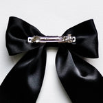 Valeria black  satin hair bow clip