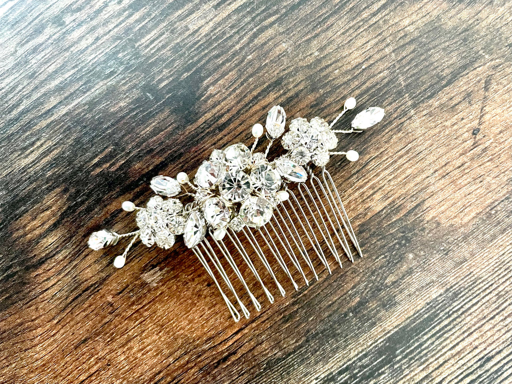 video of small crystal wedding hair comb