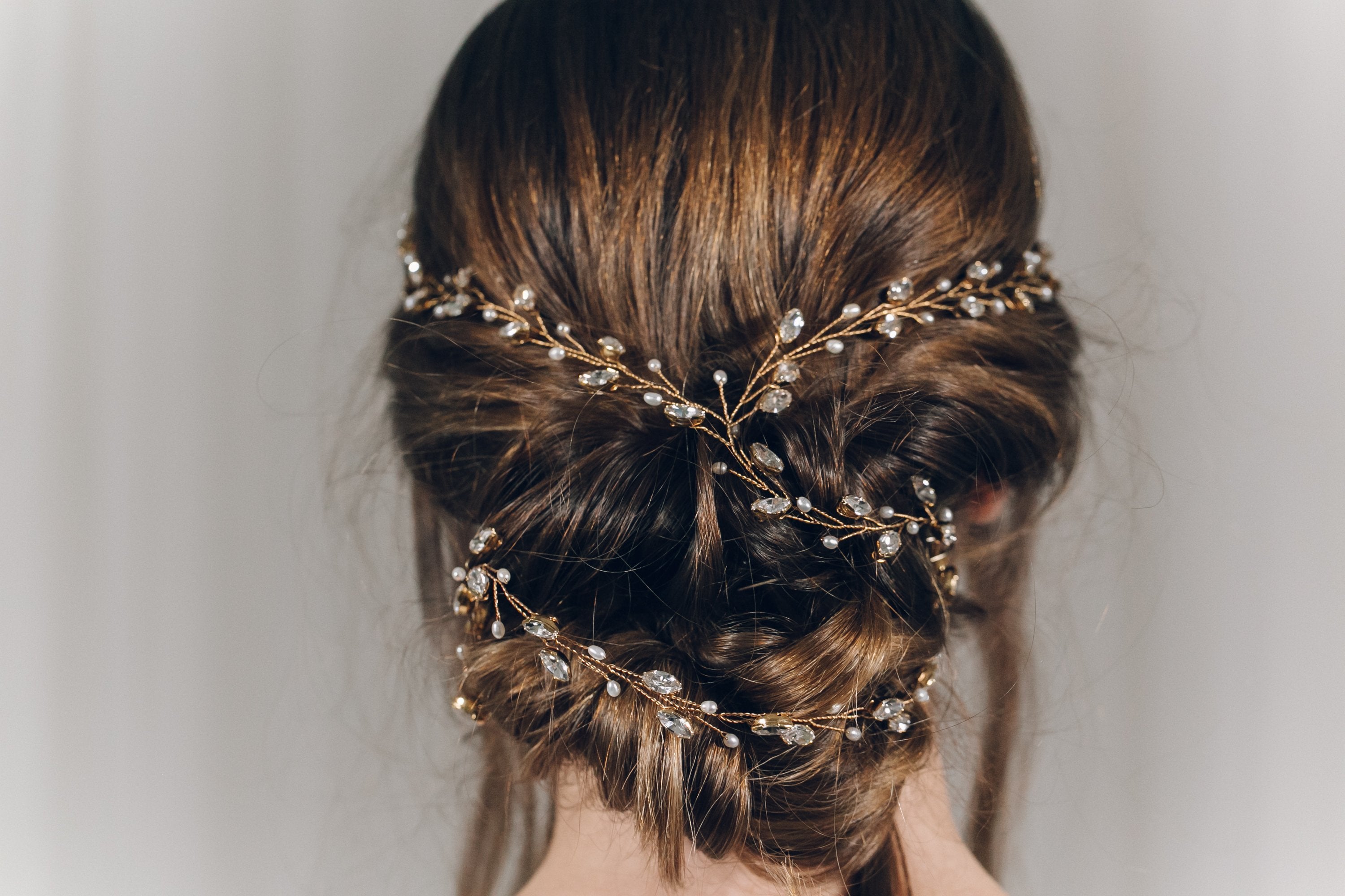 Plait hairvine in gold Swarovski crystal - India Y hairvine