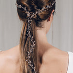 Rose gold Swarovski crystal and freshwater pearl plait bridal hairvine - India Y hairvine