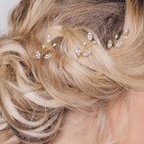 India Small Classic Crystal and Pearl Hairpins