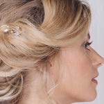 Small crystal and pearl wedding hairpins rose gold