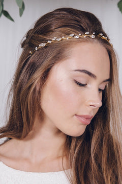 Rose gold, silver or gold crystal wedding headband browband - India - Debbie Carlisle