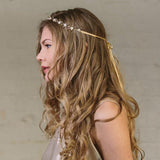 Isabella gold floral crystal wedding ribbon tie headband