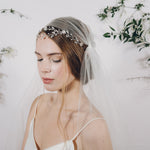 Bohemiam wedding tiara with Juliet Cap veil
