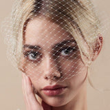 Ivory birdcage wedding veil - mask style - long