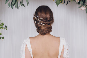 Small mother of pearl and crystal flower hairvine - Ivy