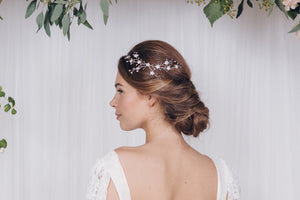 Small mother of pearl and crystal flower hairvine - Ivy