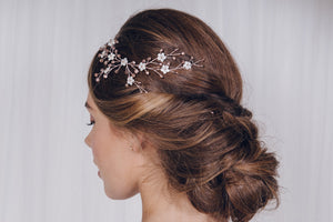 Small mother of pearl and crystal flower hairvine - Ivy