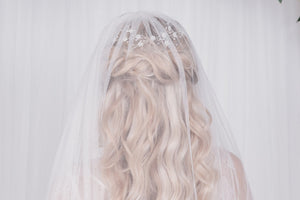 Small mother of pearl and crystal flower hairvine - Ivy