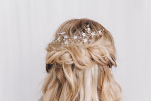 Small mother of pearl and crystal flower hairvine - Ivy