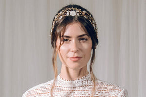 Gold flower tiara intertwined woven bridal hairvine - Katarina
