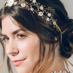 Gold boho crown intertwined woven bridal hair vine - Katarina