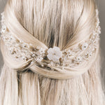 Silver bohemian crown intertwined woven wedding hairvine - Katarina